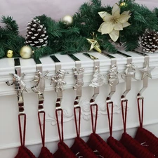 Christmas Stocking Holder for Mantle Set of 8, Reusable Christmas Stocking Hooks