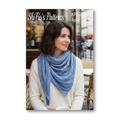 SHIFIO'S PATTERNS Knitting Pattern for Ladies Triangle Scarf | Easy Knit Scarf Pattern | KP626