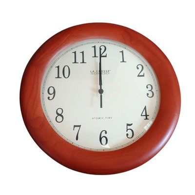LA CROSSE TECHNOLGOY 12.5'' Hard Wood Atomic Analog Wall Clock WT-3122A