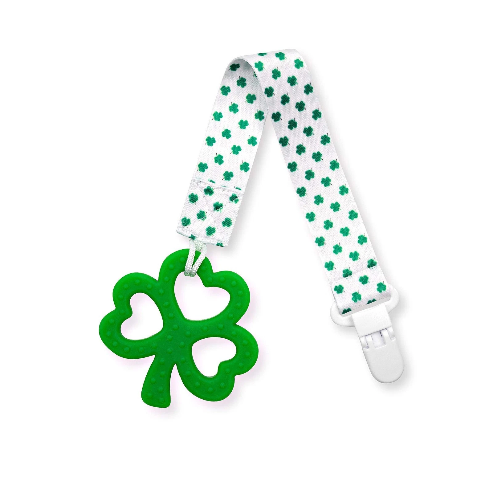 Clover Irish Baby Teething - Shamrock Clover Teether & Pacifier Clip- Multi T...