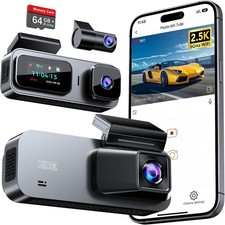 Channel 4K Dash Cam Front and Rear Inside M5, Built-in 5G WiFi, 4K+1080P+1