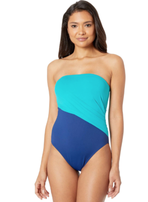 Ralph Lauren Women's Blue Green Bandeau Swimwear One-piece