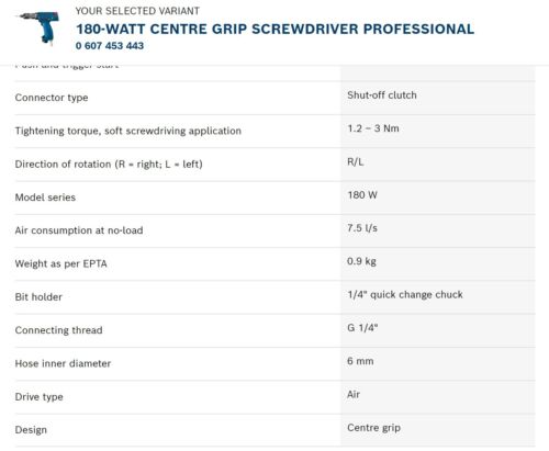 Bosch Produktionswerkzeuge 607453441 Zentriergriff-Schraubendreher Druckluftbohrmaschine [B7S4#7 - Bild 7 von 11