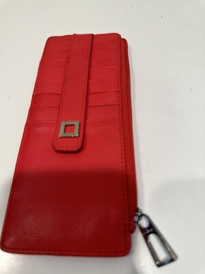 LODIS Under Lock Key RFID Leather Card Wallet Red Clutch