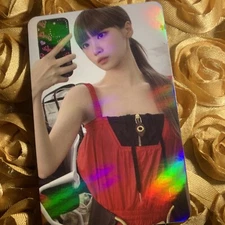 CHAEWON LE SSERAFIM Edition Celeb K-pop Pretty Girl Shiny Photo Card Red Selfie