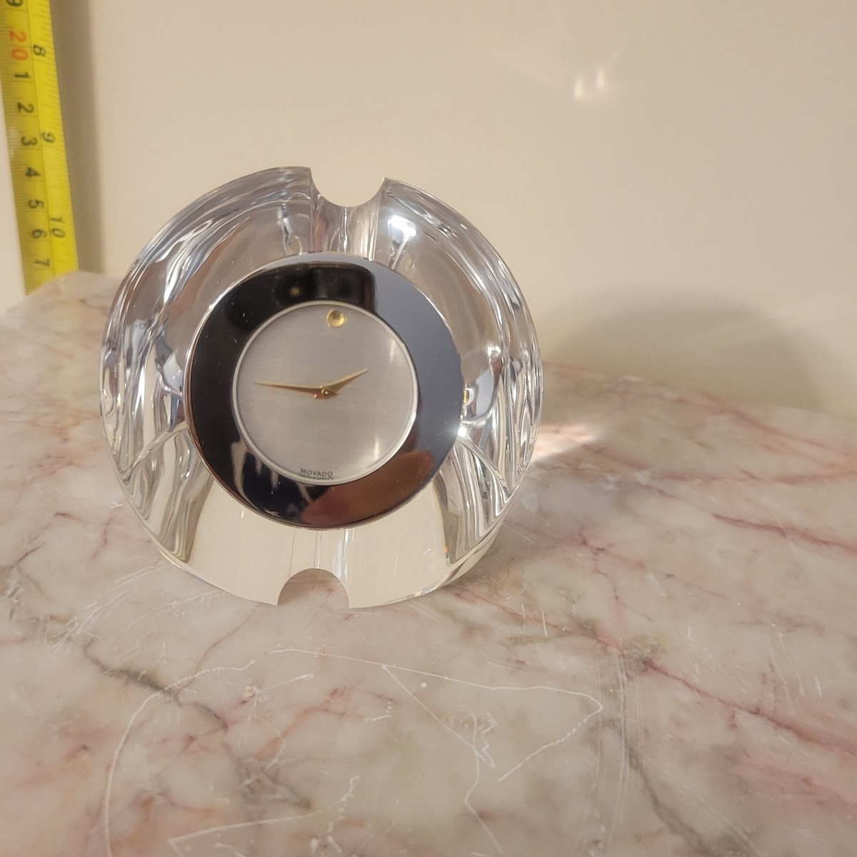 MOVADO Crystal Stainless Quartz Desk Clock Model TCL000107M new in box