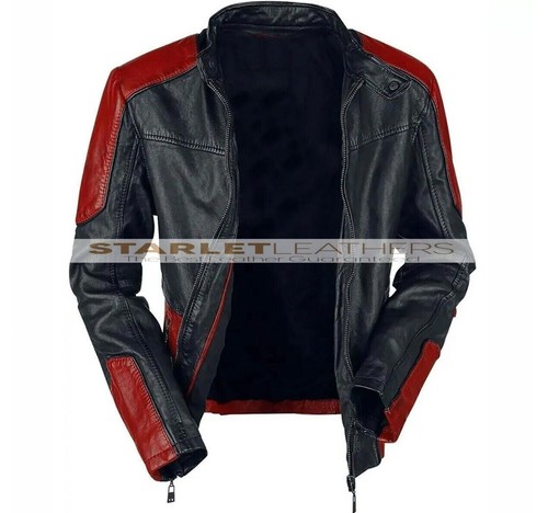 Will Smith Deadshot Suicide Squad Red and Black Biker Motorcycle Leather Jacket - Picture 2 of 6