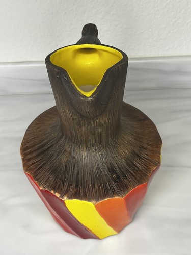 MCM Brayton’s California Pottery Large Pitcher Red Orange Yellow #V-15 Early - Picture 10 of 14