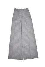 Vintage Happy Legs Trousers Womens 4 26x33 Grey Wide Leg Pinstripe Bell Bottoms