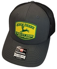 John Deere Farm Equip Patch Richardson 112 Trucker Hat Snapback Charcoal/Black