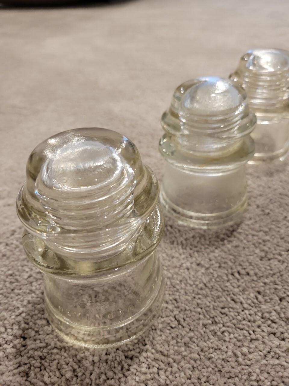 Hemingray 17 Vintage Hemingray-17 Clear Glass Insulator Telephone Line Set of 3 | eBay