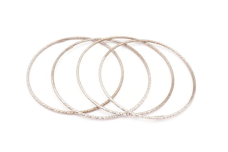 Sterling Silver 925 4 Stacking Bangle Bracelets 8… - image 1