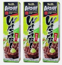 3 PACK of S&B Foods Sushi Sashimi WASABI Paste In Tube Gluten Free Made in Japan