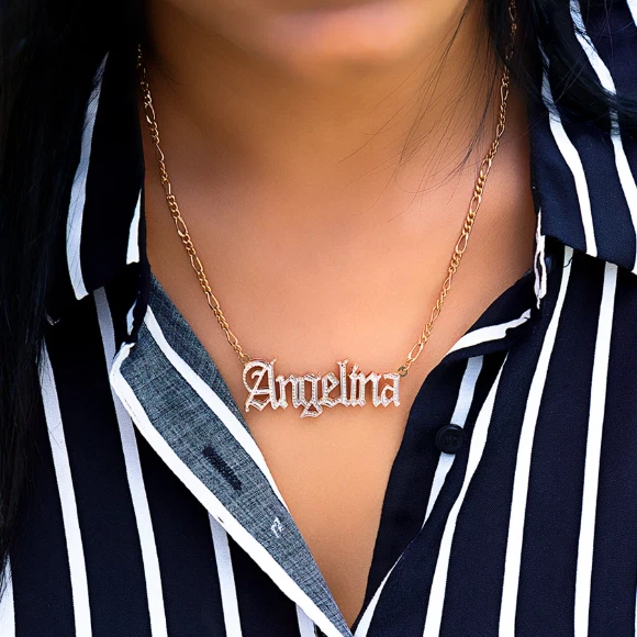 Personalized Double Plated 925 Sterling Silver 18K Gold Plated ANY NAME Necklace - Image 4 of 4