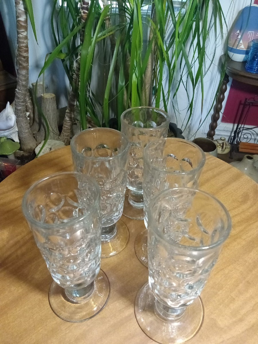 Vintage Set (5) Portieux Vallerysthal PV France Tall Thumbprint