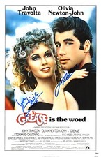John Travolta & Olivia Newton-John Signed Grease 11x17 Movie Poster COA