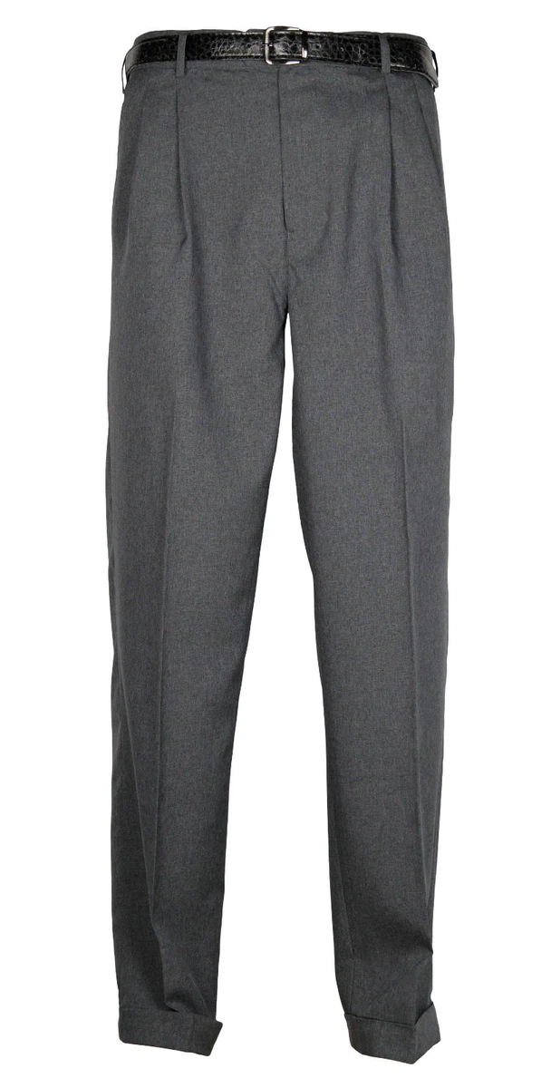 Mens Heather Gray Dress Pants Big Tall Pleated Trousers W Belt Sizes 44 to 70