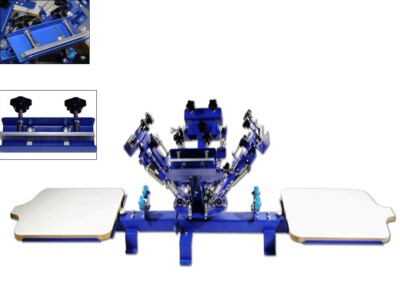 4 Color 2 Station Dedsktop Micro-registration Screen Printer Rotatable DIY Tool
