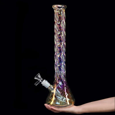 18" Straight Glass Bong for Smoking 5mm Thick Big Glass Bong Recycler 14mm Pipe