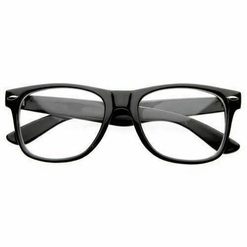 Large Retro Clear Lens Nerd Hipster Wayfarer Glasses Shiny Black Large Retro Clear Lens Nerd Hipster Wayfarer Glasses Shiny Black