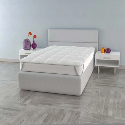 Topper Matrimoniale Trapuntato 300 gr/mq con Elastici Plus Bianco