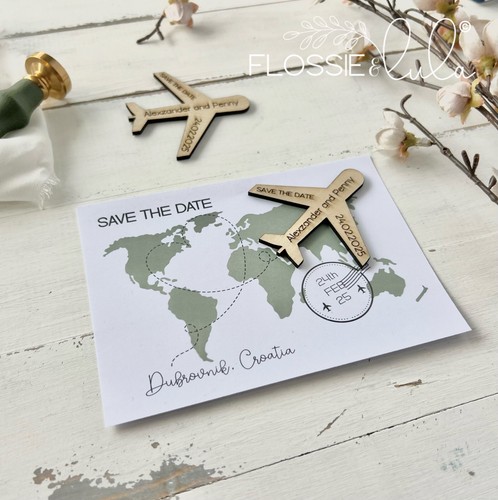 10+ WEDDING SAVE THE DATE MAGNETS INVITATIONS BOARDING TRAVEL PERSONALISED CARDS - Picture 3 of 3