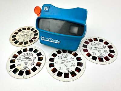 Vintage Blue View Master 3D Toy w/ Stereo Reels Smurf, MOTU,