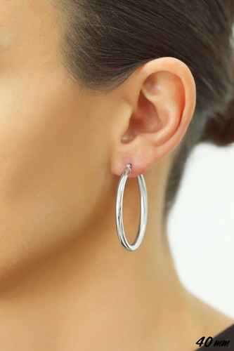 925 Solid Sterling Silver Shiny Polished Chunky Creole Hoop Earrings All Sizes - Picture 28 of 44