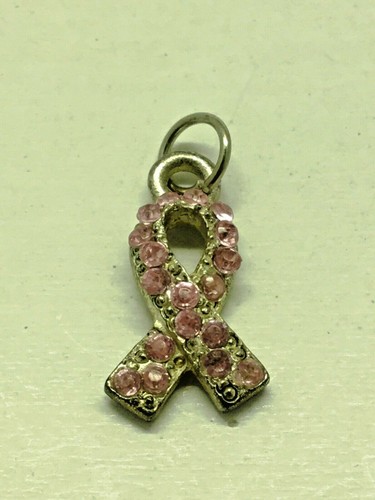 Rosa Band Strass Charm/Anhänger, NEU Schmuck, Brustkrebsbewusstsein - Bild 3 von 6