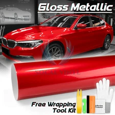 Gloss Metallic Red Candy Decal Car Vinyl Wrap Film Sticker Sheet Sparkle DIY