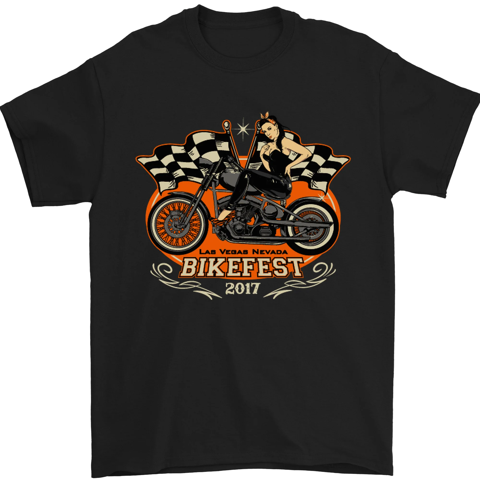 Las Vegas Biker Fest Motorcycle Motorbike Mens T-Shirt 100% Cotton