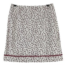 Vintage Talbots Petites 10 Cotton Skirt White Red Floral Rickrack Cottagecore