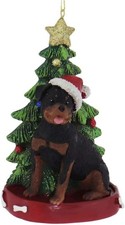 Kurt Adler Rottweiler With Santa Hat Christmas Tree Ornament, 4.25 "