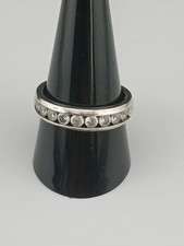 925 STERLING SILVER channel set clear CZs size 9.75 band ring 5.7 grams