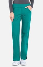 Cherokee Women's Rib Knit Waist Cargo Scrub Pant in Hunter Green Large Regular