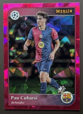 2024-25 Topps Merlin Uefa Club Pau Cubarsi #2 Pink Ice Refractor /125 World Cup