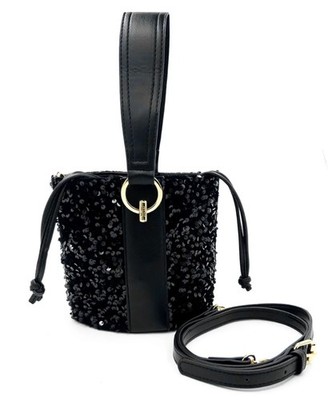 BADGLEY MISCHKA Black Sequin Bucket Bag Small A MUST HAVE NWT MSRP $159