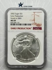2002 Silver Eagle MS69 Early Production Struck in 2001