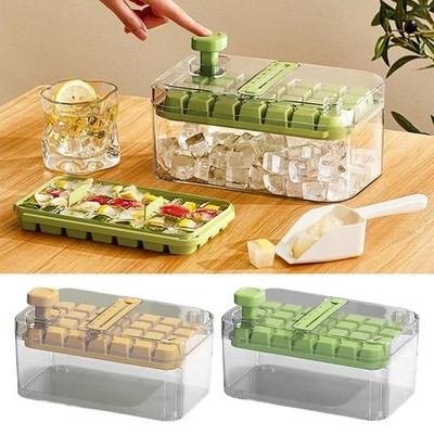Reusable Ice Cube Tray with Storage Bin   Easy-Release Ice Maker Mold