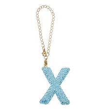 Letter Bag Charm Bling Glitter Letter Charm Initial, Blue, X Shape