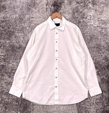 David Donahue Trim Fit Dress Shirt 18 Mens White Luxury Textured 36/37