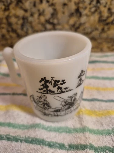 Vintage 1950's Hazel Atlas Milk Glass - Davy Crockett  6 oz. Small Mug