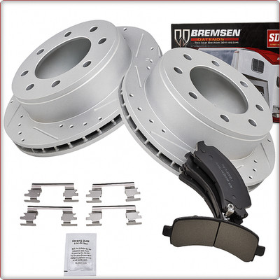 2x GEBOHRT BREMSSCHEIBEN BREMSKLÖTZE HINTEN FÜR CHEVROLET EXPRESS 2500 2003-2010