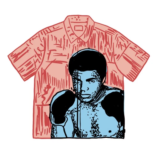 Chemise de travail manches courtes zippée Supreme NY Muhammad Ali XL rouge