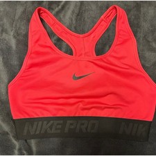 Nike Pro Red Dri Fit Racerback Sports Bra Medium Workout Gym Athletic