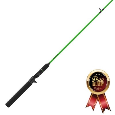 Hotcast Fiberglass Casting Rod Fishing Pole, 6-Foot 6-Inch 2-Piece Medium