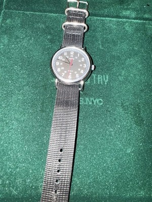 Timex Weekender 38mm Black Dial Gray Nylon Strap Quartz Analog Indiglo