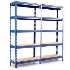Costway 2PCS 5-Tier Metal Storage Shelves 60" Garage W/Adjustable Shelves Blue