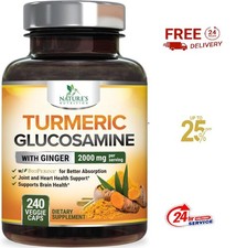 Turmeric Curcumin  Glucosamine 2000mg with Ginger, BioPerine, 240 Ct, Tumeric