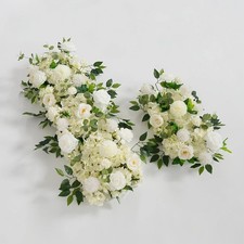 Luxury White Rose Artificial Flower Row Wedding Table Centerpiece Flowers